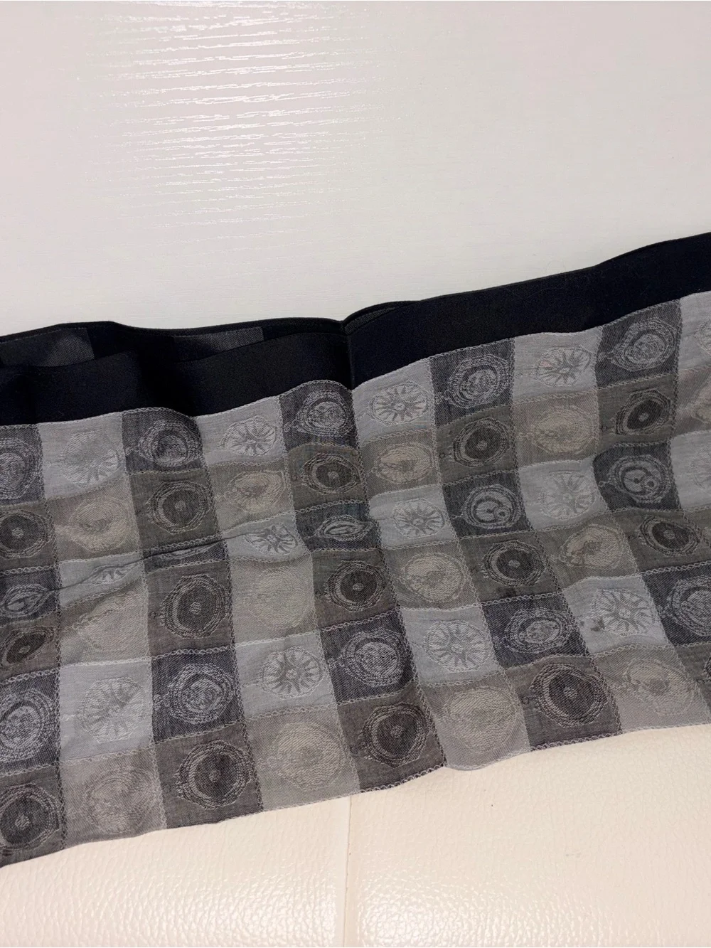 Fendi Black and Gray Patterned Silk Scarf